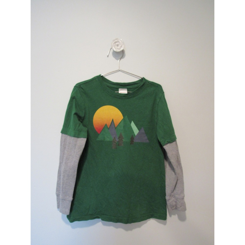 Hanna Andersson Kids Green Mountain Graphic Layered Tee Shirt 120 US 6-7 58712